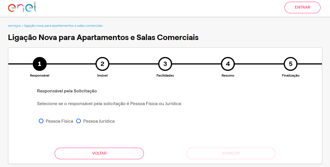 Solicitar ligação de energia